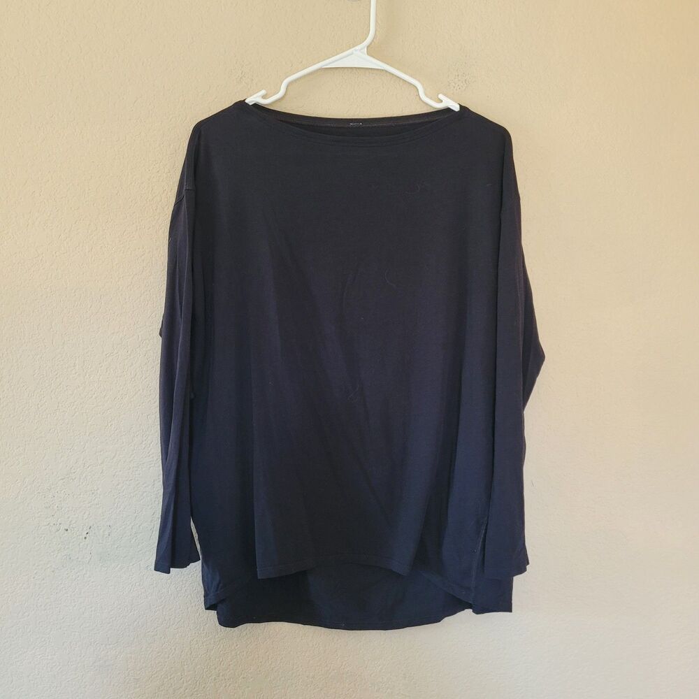 Lululemon Back in Action Long Sleeve Top Black Pima Cotton Women 10 Lightwweight